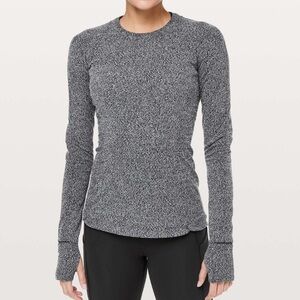 Lululemon Runderful Jacquard Gray Long Sleeve Shirt
